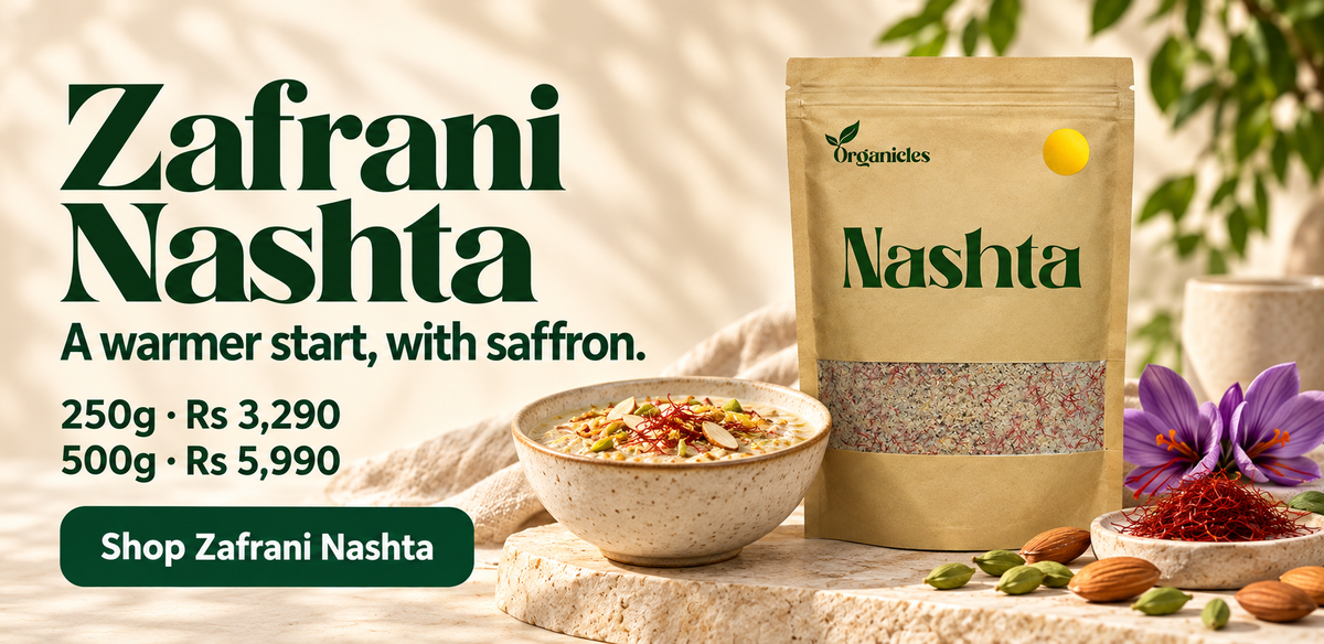 Zafrani Nashta — 250g Rs 3,290; 500g Rs 5,990. Shop Zafrani Nashta.